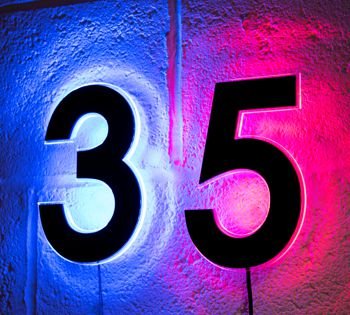 N-Lux™ LED Floating Numbers finished in 3mm matt finish acrylic available in a stunning range of modern colours. 
